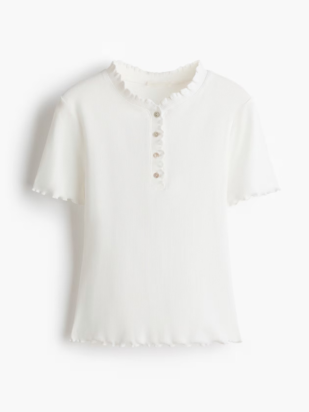 H&M White Overlocked Jersey Top